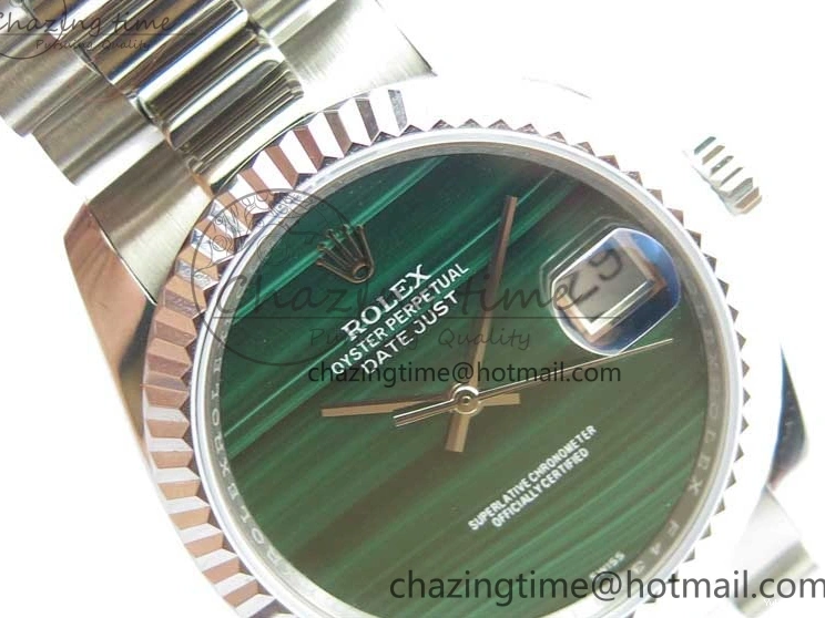 36mm Malachite Bracelet Green President Best SS SS on A2824 Dial DateJust EDF Edition 0216